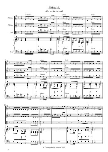 Michel Corette: Sinfonia 1 aus den Symphonies des Noels für 2 Violinen (Violine, Traversflöte), Viola und b.c.